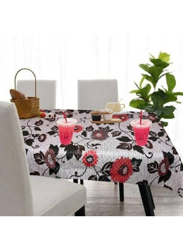 craft city CRAFT CITY Grey Flower Print Center & Dining Table Cover for 2 to 6 Seater Table Cloth/Water and dust with Oil-Proof PVC Rectangular Shape (54x78 inch) 