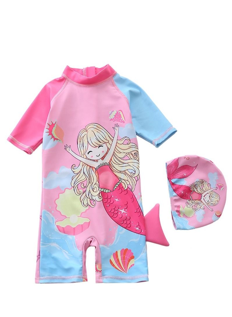 Y&D 2 piece children's swimsuit girl baby one piece surfing suit baby swimming pool girl swimsuit 100-110 cm
