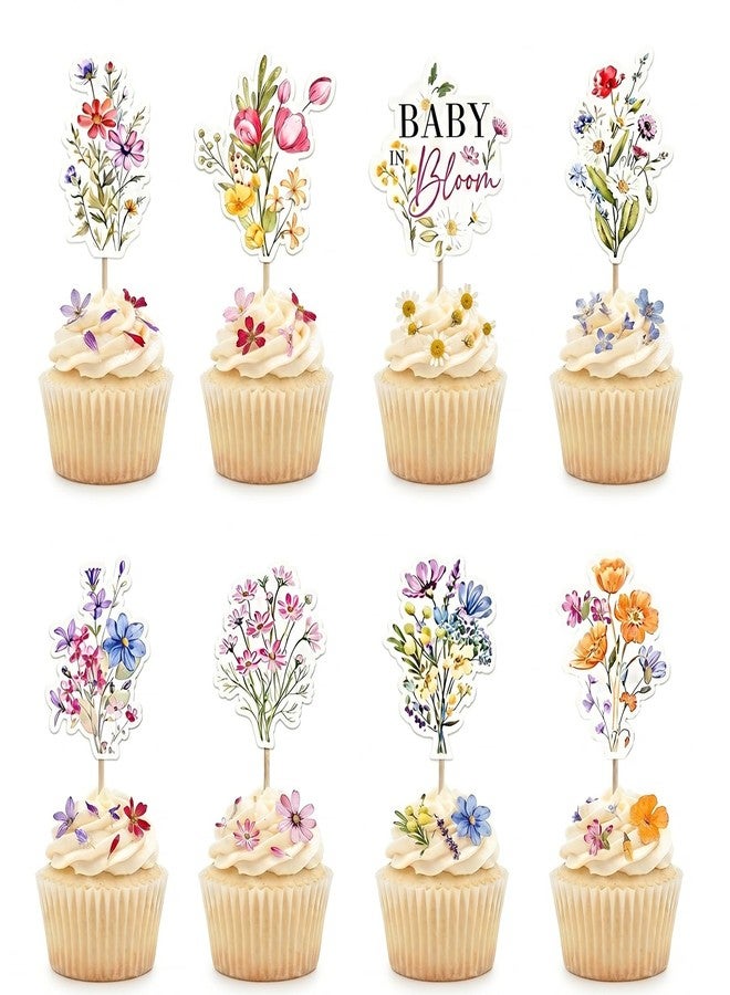 SUPROD 36PCS Flower Cake & Cupcake Toppers for Baby in Bloom Baby Shower Decorations - Image 1