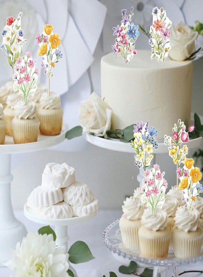 SUPROD 36PCS Flower Cake & Cupcake Toppers for Baby in Bloom Baby Shower Decorations - Image 4