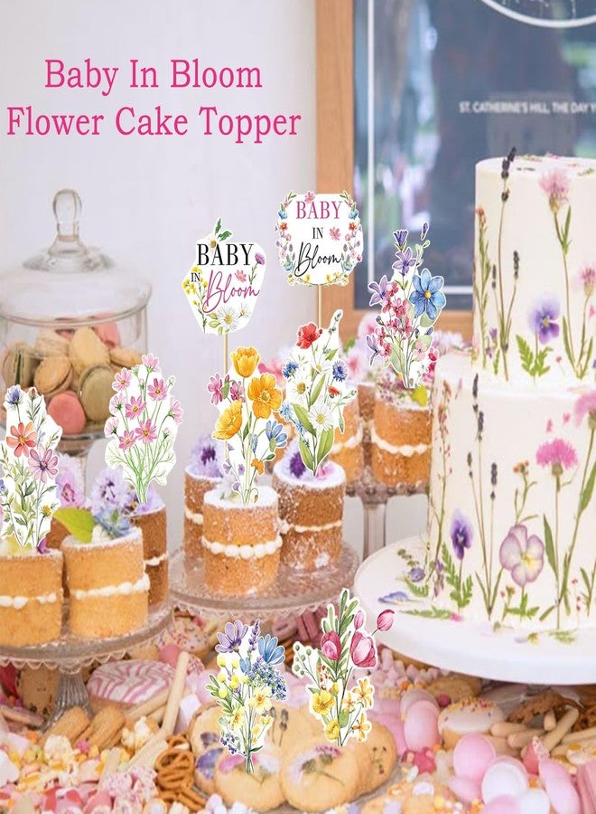 SUPROD 36PCS Flower Cake & Cupcake Toppers for Baby in Bloom Baby Shower Decorations - Image 2