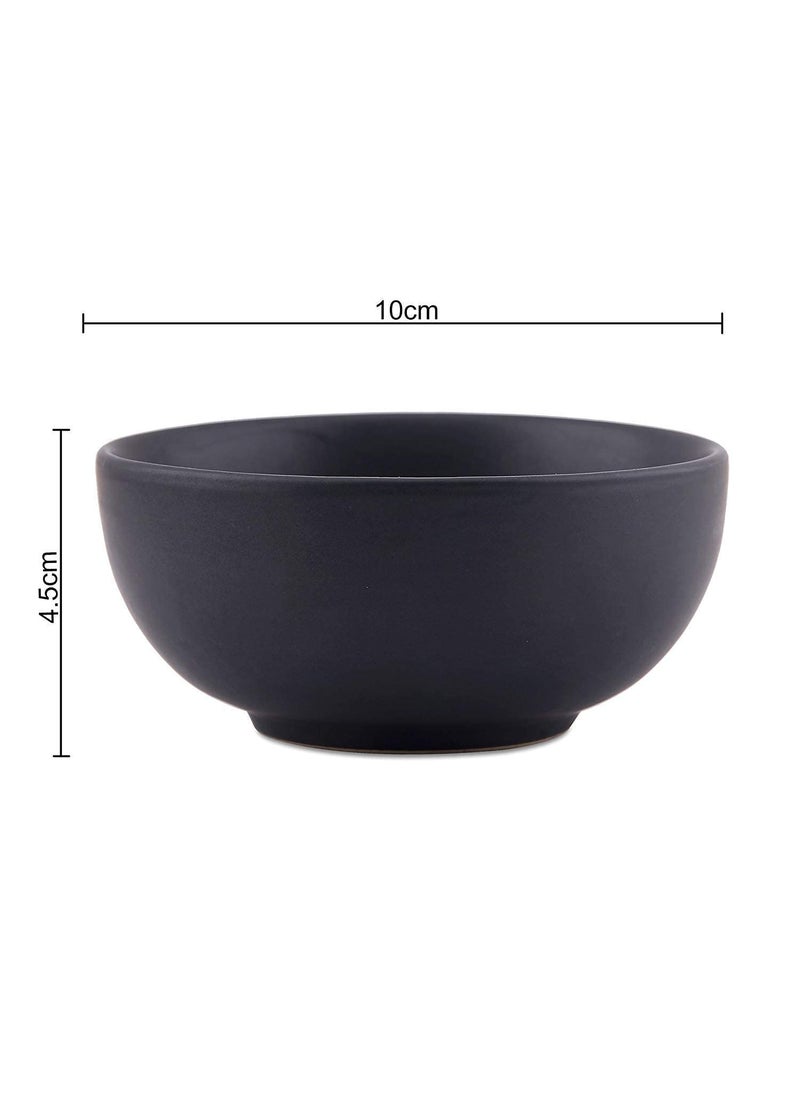 Caffeine Caffeine Ceramic Black Matte Dinner Plate and Bowls (Set of 4)  - Image 2