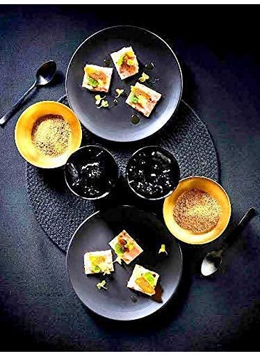 Caffeine Caffeine Ceramic Black Matte Dinner Plate and Bowls (Set of 4)  - Image 1