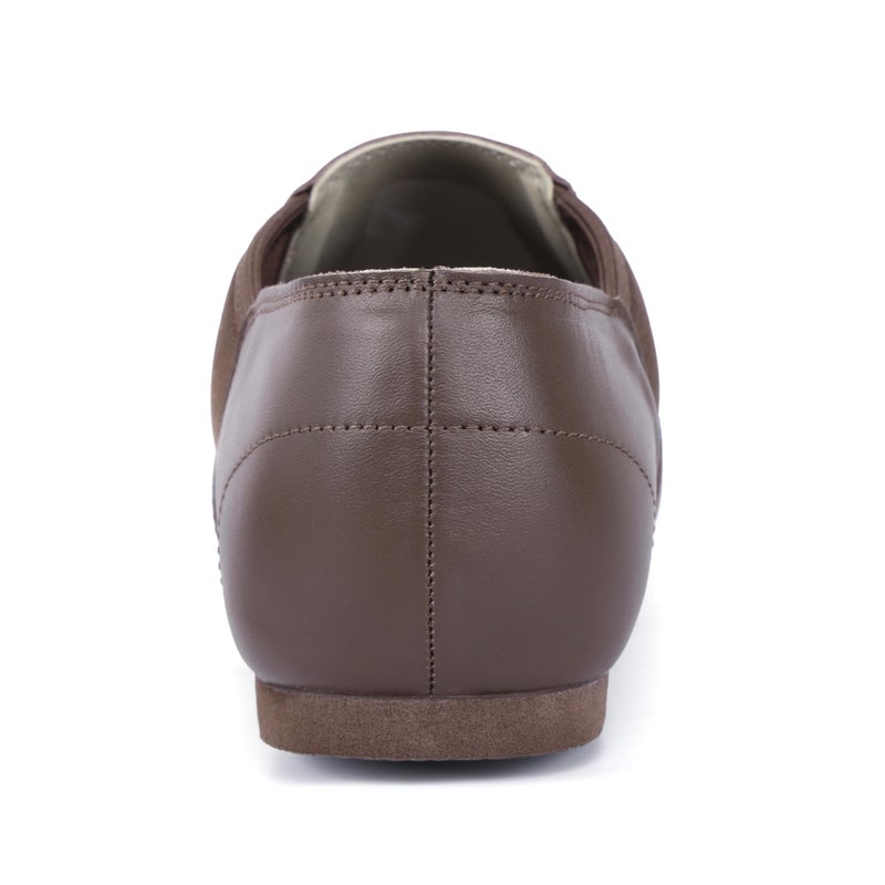 Linodes Unisex Leather Upper Jazz Shoe Slip-on Dance Shoes for Women and Men Coffee 8M - Image 3