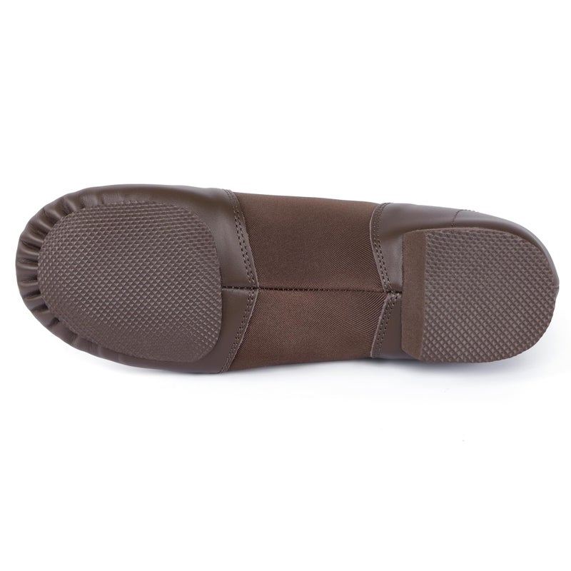Linodes Unisex Leather Upper Jazz Shoe Slip-on Dance Shoes for Women and Men Coffee 8M - Image 4