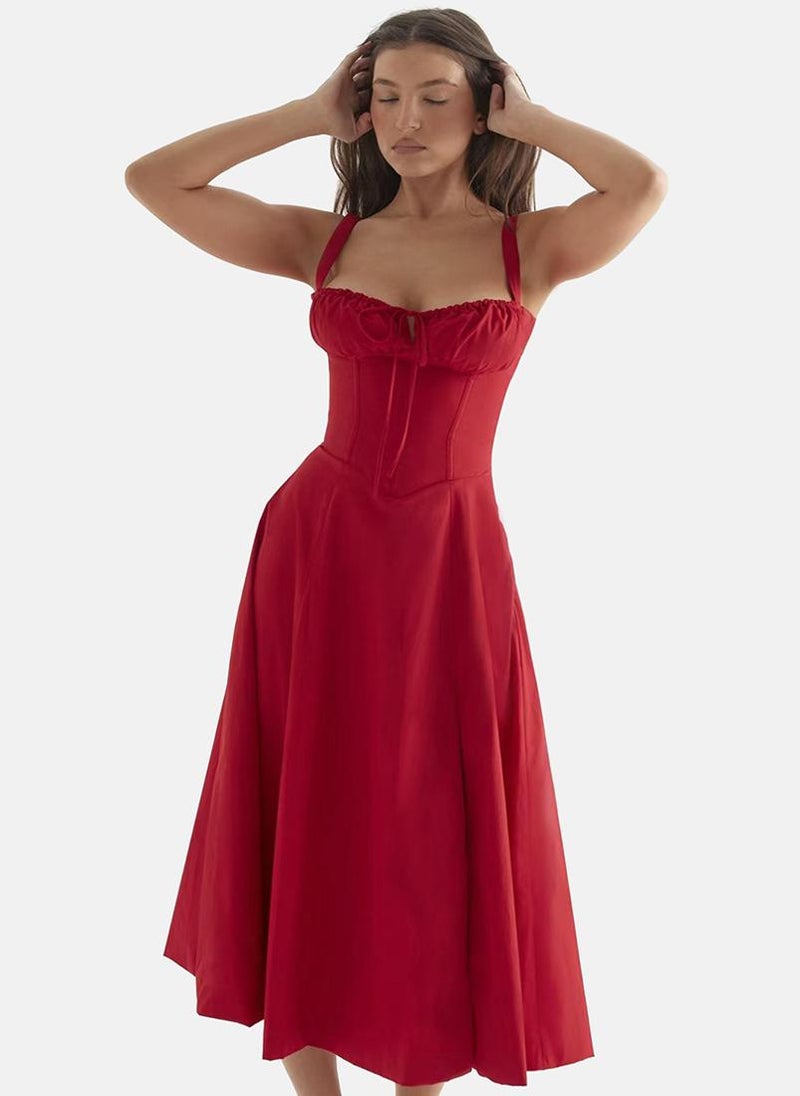 YUNIQEE Red Corset Midi Dress  - Image 4