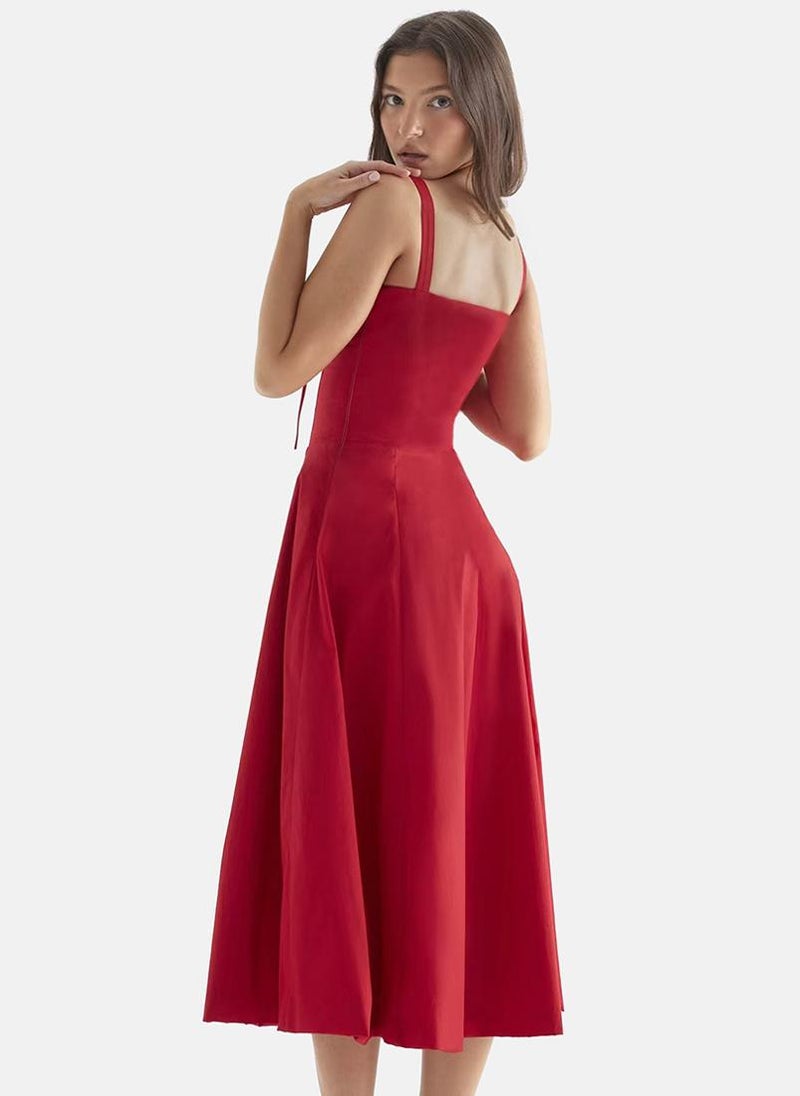 YUNIQEE Red Corset Midi Dress  - Image 3
