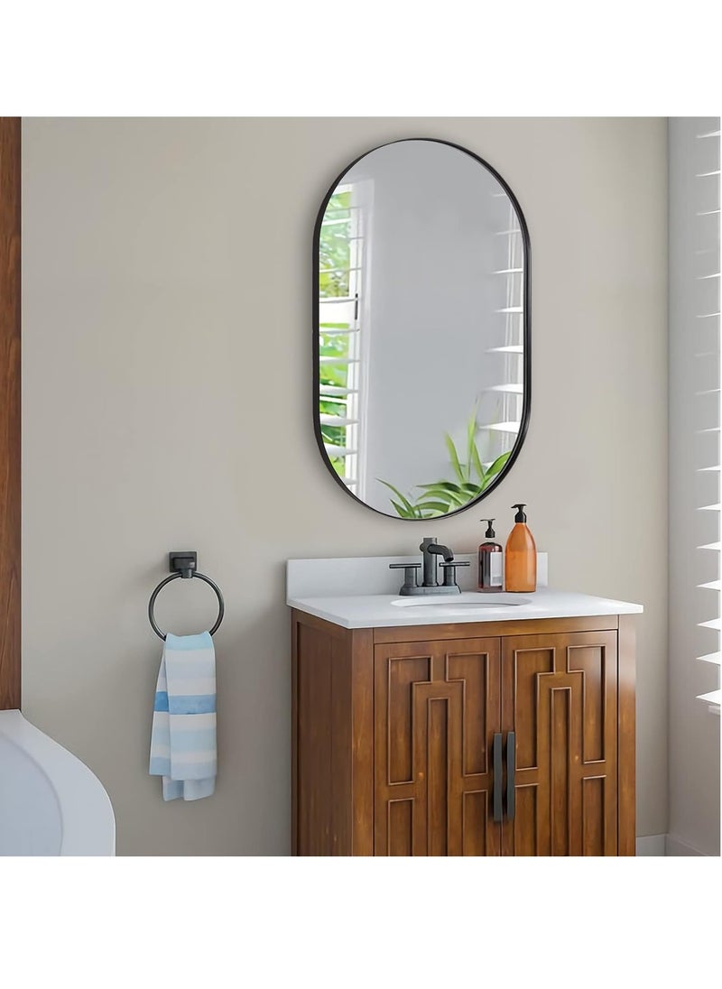 40X60 Mirror Oval for Bathroom, Black Oval Mirrors for Wall, Pill Shaped Mirror 1’’ Deep Metal Frame Mirror Elongated Hangs Vertically&Horizontally Ideal for Limited Space