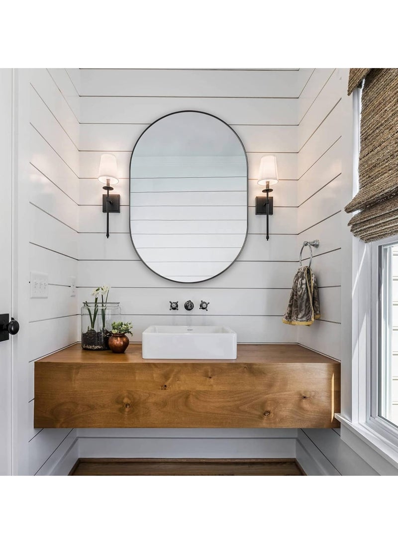 40X60 Mirror Oval for Bathroom, Black Oval Mirrors for Wall, Pill Shaped Mirror 1’’ Deep Metal Frame Mirror Elongated Hangs Vertically&Horizontally Ideal for Limited Space