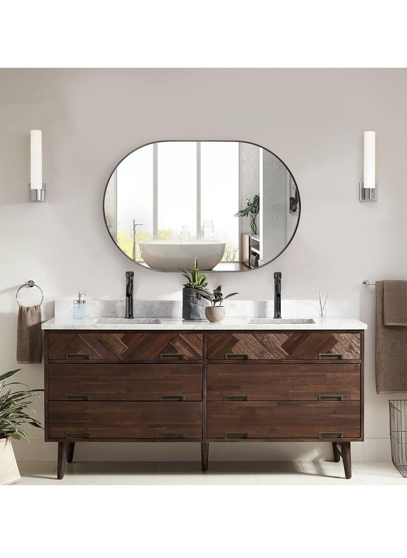 40X60 Mirror Oval for Bathroom, Black Oval Mirrors for Wall, Pill Shaped Mirror 1’’ Deep Metal Frame Mirror Elongated Hangs Vertically&Horizontally Ideal for Limited Space