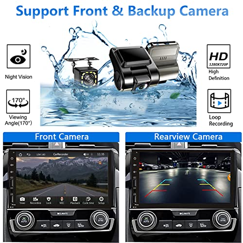 Leadfan Double Din Car Stereo with Dash Cam, Support Apple Carplay and Android Auto, 7INCH Full HD Touchscreen Car Audio Receivers Double Din Radio with Bluetooth, Camera, FM/2 USB/AUX/Subwoofer/SWC - Image 2