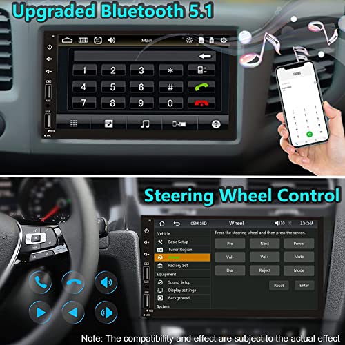 Leadfan Double Din Car Stereo with Dash Cam, Support Apple Carplay and Android Auto, 7INCH Full HD Touchscreen Car Audio Receivers Double Din Radio with Bluetooth, Camera, FM/2 USB/AUX/Subwoofer/SWC - Image 4