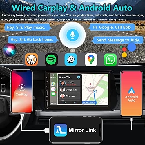 Leadfan Double Din Car Stereo with Dash Cam, Support Apple Carplay and Android Auto, 7INCH Full HD Touchscreen Car Audio Receivers Double Din Radio with Bluetooth, Camera, FM/2 USB/AUX/Subwoofer/SWC - Image 3
