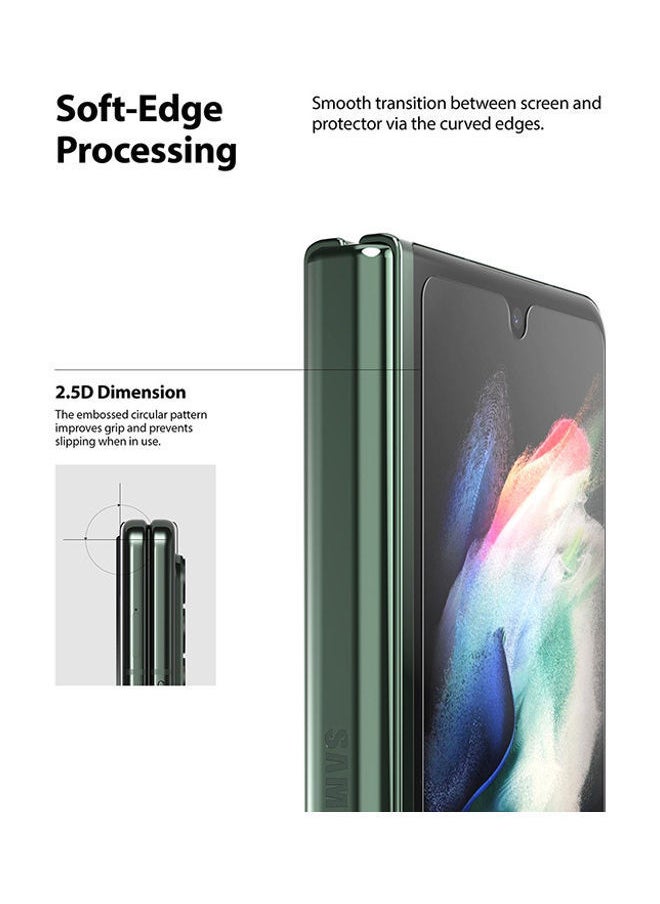 نيبمينينت Tempered Glass Protector For Samsung Galaxy Z Fold 3 Screen 9H Hardness Full Coverage Bubble-Free Anti Scratch Protective Film شفاف  - Image 3