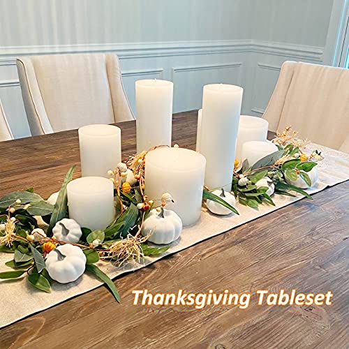 Orgrimmar 12PCS Realistic Artificial Pumpkins Lifelike Fake Pumpkins Table Fireplace Decor for Fall Harvest Wedding Halloween Thanksgiving (White, 12PCS) - Image 3