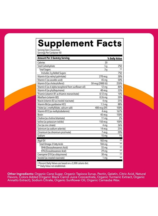 SmartyPants SmartyPants Women's Multivitamin Gummies - Improved Formula: Omega 3 (DHA/EPA), Methylfolate, CoQ10, Vitamin D3, C, Vitamin B12, B6, A, K & Zinc, Inositol, Gluten Free, 120 Count (40 Day Supply) - Image 5