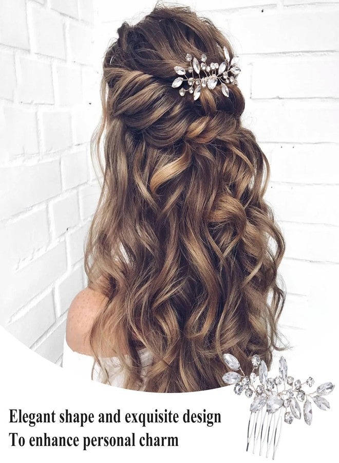 SmallCat 2 PCS Rhinestone Hair Comb, Silver Wedding Hair Combs, Sparkly Crystal Bridal Hair Accessories for Women, Brides for Wedding, Prom, Engagement, Christmas - Image 4