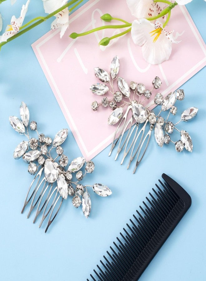 SmallCat 2 PCS Rhinestone Hair Comb, Silver Wedding Hair Combs, Sparkly Crystal Bridal Hair Accessories for Women, Brides for Wedding, Prom, Engagement, Christmas - Image 3