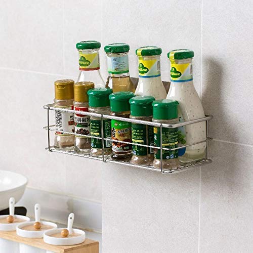 Gopendra Steel Self Adhesive Organizer Storage Hanging Bathroom Shelves Rack Shelf for Bathroom (AV145 Silver Shelves) - Image 3