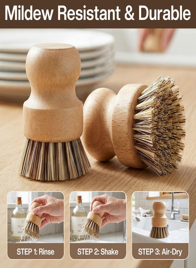 ZJoey 5 Pcs Bamboo Wood Dish Brush Set Handheld Bamboo Wok Brush Scrubber for Dishes Pans Pots Fruit and Veggie Washing(Style D) - Image 4