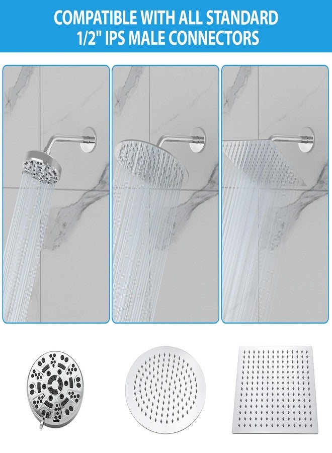 Lordear 8 Inch Shower Arm Extension Polished Chrome Stainless Steel Wall Mounted Long Shower Extender Arm with Flange for Fixed Shower Head - Image 2