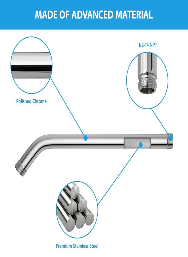 Lordear 8 Inch Shower Arm Extension Polished Chrome Stainless Steel Wall Mounted Long Shower Extender Arm with Flange for Fixed Shower Head - Image 5