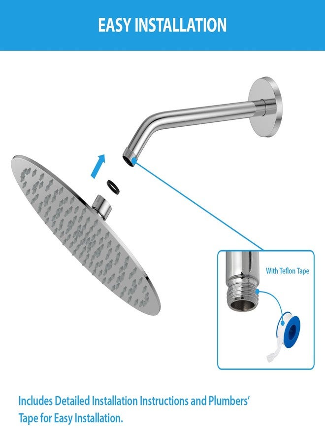 Lordear 8 Inch Shower Arm Extension Polished Chrome Stainless Steel Wall Mounted Long Shower Extender Arm with Flange for Fixed Shower Head - Image 4