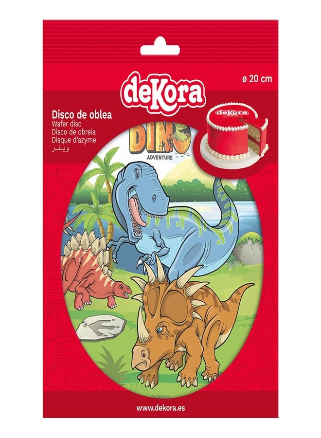Dekora, Dinosaur Cake Topper Decoration, Edible Image Paper, Wafer Decoration for Kid's Birthday, Round 7,8 Inch - Image 4