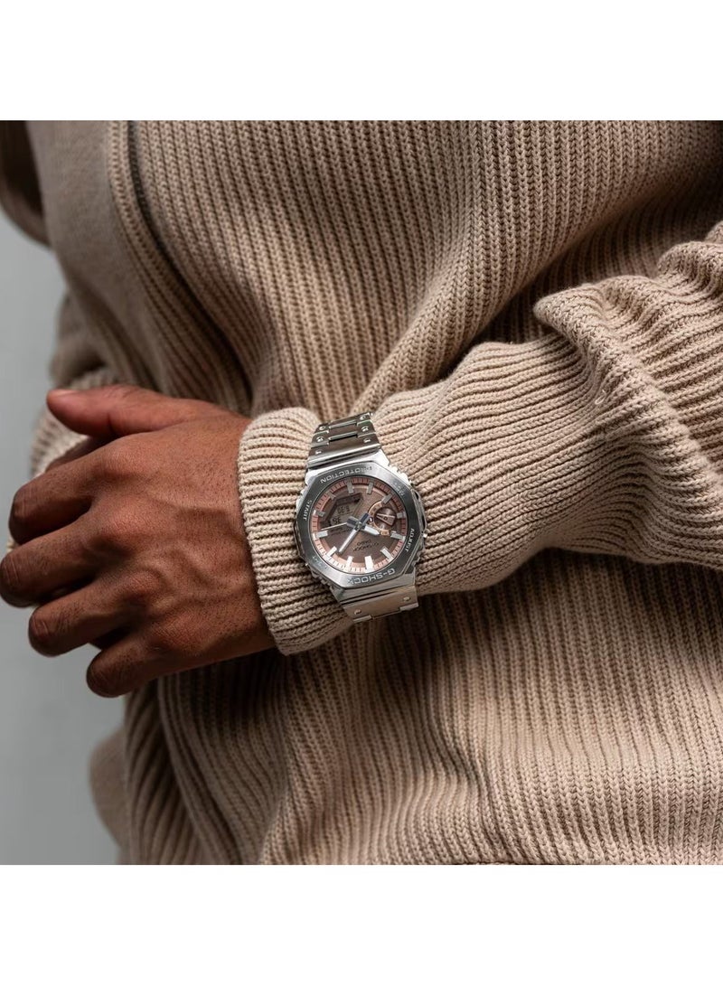 جي شوك ساعة جي شوك للرجال، معدنية بالكامل، تعمل بالطاقة الشمسية، تناظرية ورقمية، قابلة للارتباط بالهاتف الذكي - GM-B2100AD-5ADR - Image 3