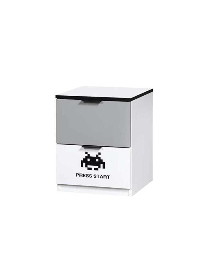 DANUBE HOME Gamerzone 2 Drawers Nighstand | Multifunctional Kids Bedside Table Space Saving Night Stand Side Table Modern Design Furniture For Bedroom L40Xw40Xh50Cm -White And Grey - Image 3