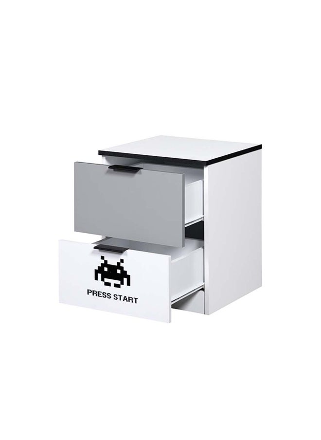 DANUBE HOME Gamerzone 2 Drawers Nighstand | Multifunctional Kids Bedside Table Space Saving Night Stand Side Table Modern Design Furniture For Bedroom L40Xw40Xh50Cm -White And Grey  - Image 2