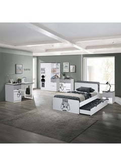 DANUBE HOME Gamerzone 2 Drawers Nighstand | Multifunctional Kids Bedside Table Space Saving Night Stand Side Table Modern Design Furniture For Bedroom L40Xw40Xh50Cm -White And Grey  - Image 5
