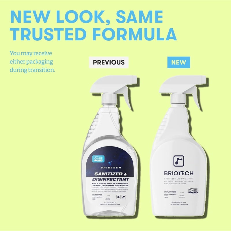 BRIOTECH Sanitizer Disinfectant Hypochlorous, Kill 99.99% of Viruses & Bacteria, Control Mold, Eliminate Odor, Gentle for Nursery & Play Rooms, Food Contact Surface Sanitizer, 1 Gallon Refill (2 Pack) - Image 4