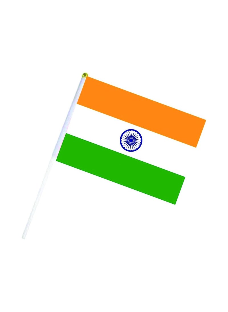 Generic Hand Flags for Indian Republic Day, Independence Day Indian Small Stick Mini Hand Held Flags Decorations Country Flags, Festival Events, Indoor and Outdoor, Party  - Image 1