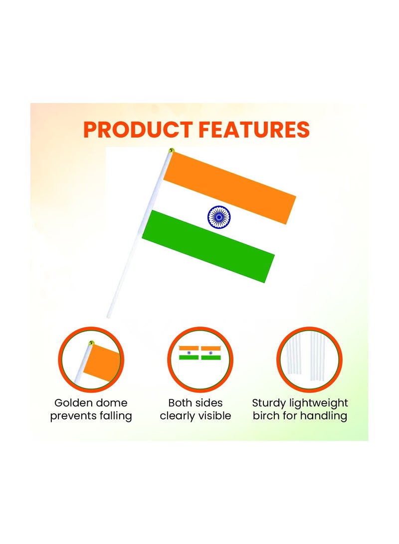 Generic Hand Flags for Indian Republic Day, Independence Day Indian Small Stick Mini Hand Held Flags Decorations Country Flags, Festival Events, Indoor and Outdoor, Party  - Image 2