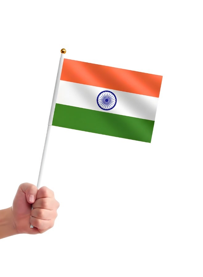 Hand Flags for Indian Republic Day, Independence Day Indian Small Stick Mini Hand Held Flags Decorations Country Flags, Festival Events, Indoor and Outdoor, Party - Image 1