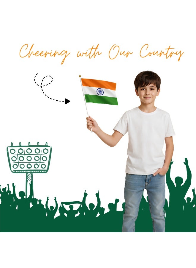 Hand Flags for Indian Republic Day, Independence Day Indian Small Stick Mini Hand Held Flags Decorations Country Flags, Festival Events, Indoor and Outdoor, Party - Image 2