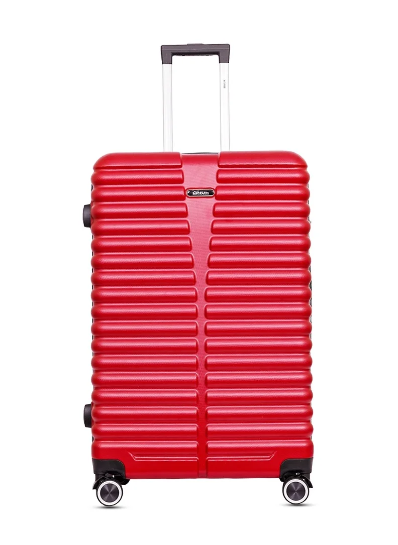 MNUK Destiny Checked Luggage | Hardside Soft Handle Trolley with TSA Lock |Double 360° 8 Wheeler| Medium-24 Inch, Red