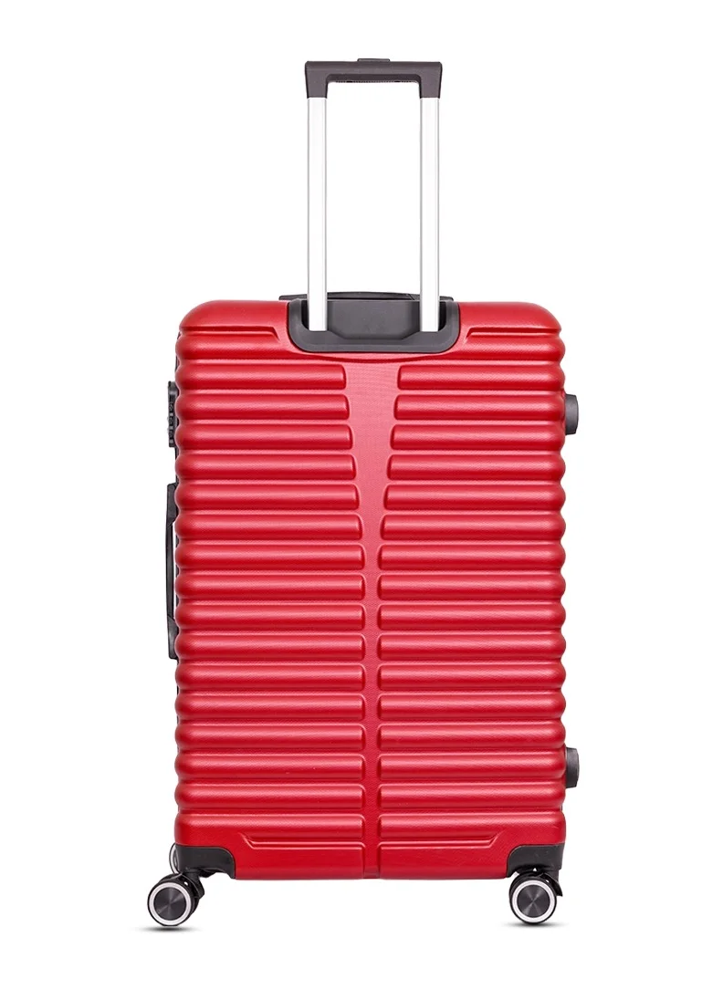 MNUK Destiny Checked Luggage | Hardside Soft Handle Trolley with TSA Lock |Double 360° 8 Wheeler| Medium-24 Inch, Red