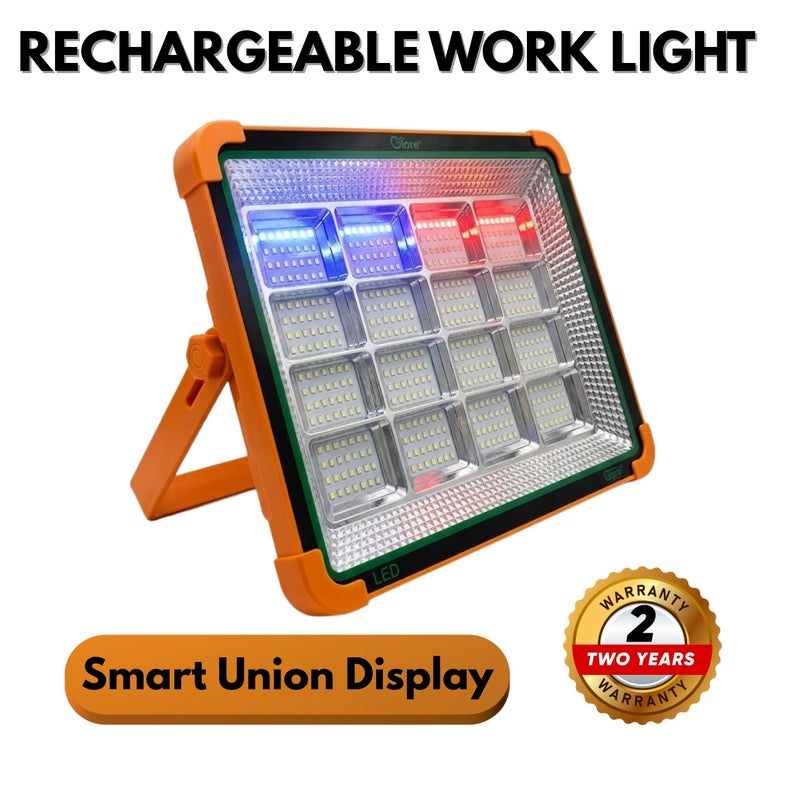 جليز كشاف عمل شمسي LED قابل لإعادة الشحن عالي الطاقة – كشاف محمول مع لوح شمسي مطور، 4 أوضاع إضاءة (بارد/دافئ/أزرق/أحمر)، بطارية عالية السعة ومنبه، مثالي للتخييم والاستخدام في حالات الطوارئ. - Image 2