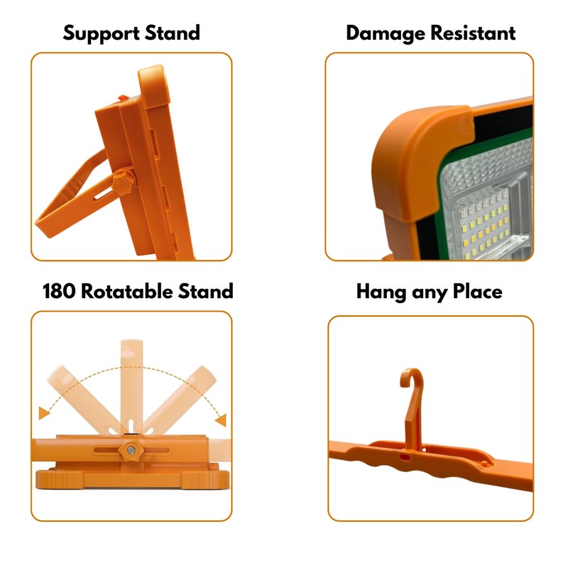 جليز كشاف عمل شمسي LED قابل لإعادة الشحن عالي الطاقة – كشاف محمول مع لوح شمسي مطور، 4 أوضاع إضاءة (بارد/دافئ/أزرق/أحمر)، بطارية عالية السعة ومنبه، مثالي للتخييم والاستخدام في حالات الطوارئ. - Image 4