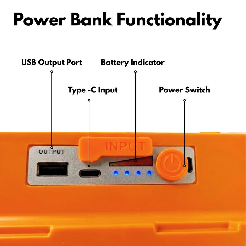جليز كشاف عمل شمسي LED قابل لإعادة الشحن عالي الطاقة – كشاف محمول مع لوح شمسي مطور، 4 أوضاع إضاءة (بارد/دافئ/أزرق/أحمر)، بطارية عالية السعة ومنبه، مثالي للتخييم والاستخدام في حالات الطوارئ. - Image 5