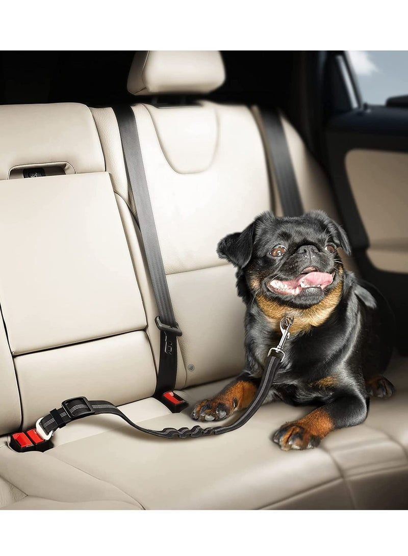 Premium Car Seat Belt for Dogs Cats Pets, Adjustable Safety Heavy Duty Elastic Lead Harness for Cars with Elastic Nylon Bungee Buffer Adjustable Dog Safety Belt for Car Dog Seat Belt (Black) - Image 5