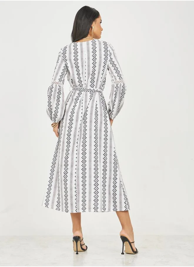 ستايلي Floral Print Self Tie Up A-Line Maxi Dress