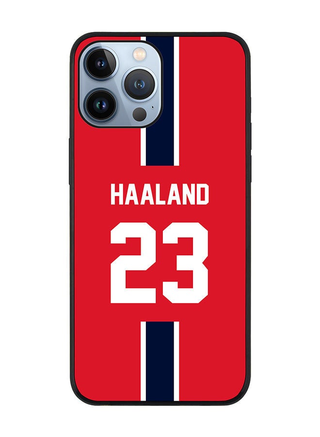 Stylizedd Rugged Black edge case for Apple iPhone 13 Pro Max Slim fit Soft Case Flexible Rubber Edges Anti Drop TPU Gel Thin Cover - Football Team - Norway Player Name - Haaland - Image 1