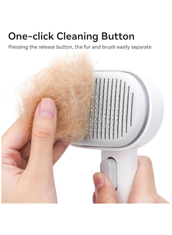 إسكدنيا aumuca Cat Brush for Shedding, Cat Brushes for Indoor Cats, Cat Brush for Long or Short Haired Cats, Cat Hair Brush Cat Grooming Deshedding Brush for Dog Kitten Horse Massage Removes Loose Fur, White - Image 3
