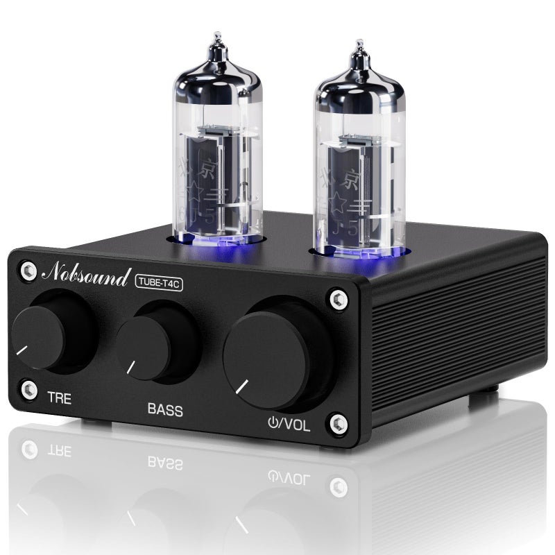 Nobsound Mini HiFi Tube Preamp: Class A Stereo Audio Preamplifier with Bass & Treble Control for Home Stereo Amplifier, Active Speaker, Desktop Audio Systems (TUBE-T4C) - Image 1