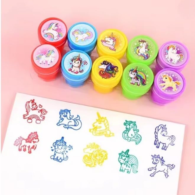 SHAKTISM Smiley Stamp for Kids Set of Emoji Smiley Design Face Stamps for School Craft Pencil Tops Gift for Teacher & Students -10 Pcs Set (Unicorn_Stamp_10Pc) - Image 5