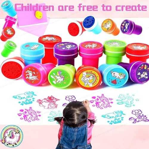 SHAKTISM Smiley Stamp for Kids Set of Emoji Smiley Design Face Stamps for School Craft Pencil Tops Gift for Teacher & Students -10 Pcs Set (Unicorn_Stamp_10Pc) - Image 3