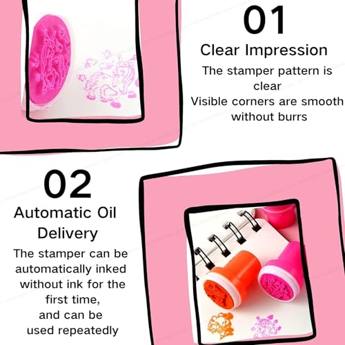 SHAKTISM Smiley Stamp for Kids Set of Emoji Smiley Design Face Stamps for School Craft Pencil Tops Gift for Teacher & Students -10 Pcs Set (Unicorn_Stamp_10Pc) - Image 4